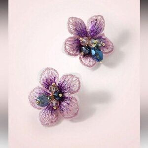 Purple flower Earrings S1304